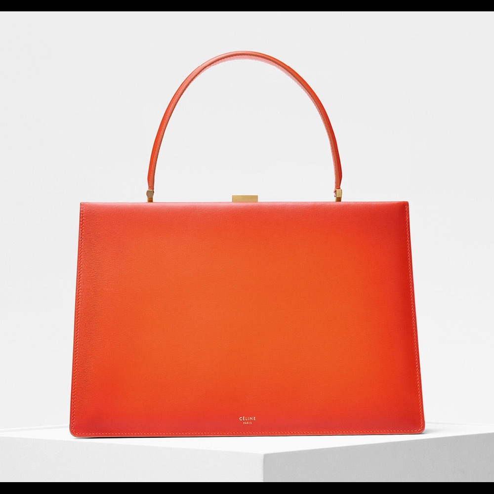 Classic Box Clasp Orange Calfskin leather Satchel